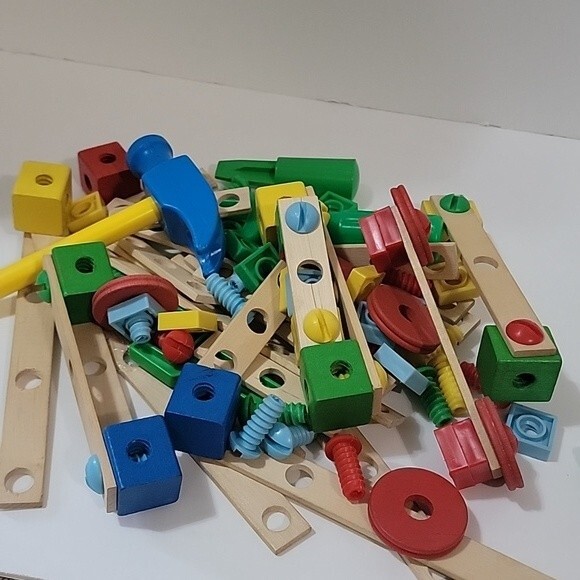 PLAYSKOOL Milton Bradley Vintage Wood Toy Builder Set - Picture 5 of 6